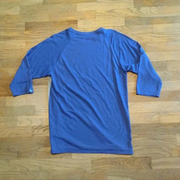 KC Royals Shirt Mens S Blue MLB Baseball Nike 3/4 Sleeve Pullover Outdoor - Picture 3 of 8